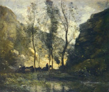 Paisajes Painting - LES CONTREBANDIERS Jean Baptiste Camille Corot Montaña